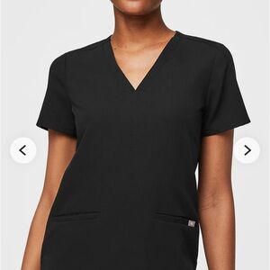 Figs Black Short Sleeve V-Neck Top